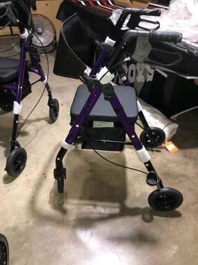 FlyingJoy Folding Rollator Walker with Seat and 8-Inch All-Terrain Wheels - Purp